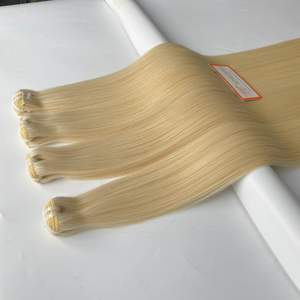 Extensions de cheveux vierges vietnamiens en gros, double trame machine, blond clair, mèches de 30 pouces, cheveux lisses et soyeux - Product Image 2