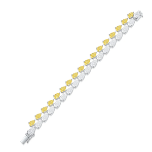 Pulsera de Lujo Hecha a Mano en Plata 925 con Diamante Cultivado en Laboratorio Corte Pera, Color Amarillo E/F, Certificado IGI, Joyería de Boda para Mujer - Product Image 2