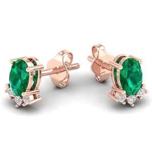 REYES Classic Design 14K Solid Gold Moissanite Screw Back <b>Stud</b> <b>Earrings</b> Luxury Oval Cut 1 Carat <b>Emerald</b> Gemstone <b>Earrings</b> - Product Image 5
