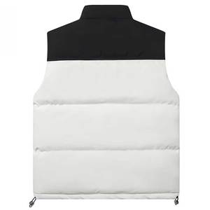 Trendy Two Tone Puffer <b>Vest</b> Black <b>White</b> Sleeveless Quilted Zip Up Padded Gilet Puffer <b>Vest</b> Drawstring Outerwear Jacket Coat Gift - Product Image 3