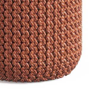 Wynne Round Orange Knitted <b>Pouf</b> for Indoor or Outdoor Use - Product Image 3