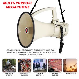 Megáfono Profesional de 100W con Altavoz de 5 Pulgadas, Mango Ergonómico, Alcance de 2000 Yardas, Sirena, Grabación, Modelo para Entrenadores - Product Image 6