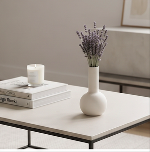 Jarrón de cerámica redondo minimalista color blanco húmedo, jarrón alto para decoración del hogar y decoración de mesa de oficina. - Product Image 3