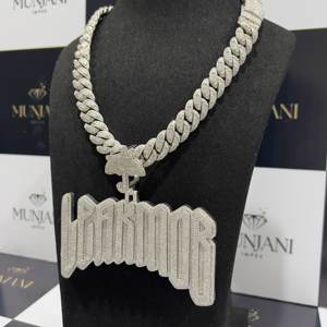 Cadena Cubana de Plata de Ley 925 con Incrustaciones de Diamantes Moissanite VVS, Joyería Hip Hop con Baño de Oro, Collares con Colgante para Hombre - Product Image 2