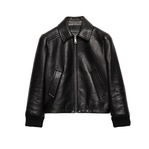 Women's Buffalo <b>Leather</b> Blouson <b>Jacket</b> Luxury Cropped Designer <b>Leather</b> Outerwear OEM Custom <b>leather</b> top Manufacturer - Product Image 6