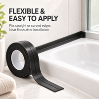 Bande de calfeutrage murale en PVC noir 35 mm 5 m, auto-adhésive, étanche, pour salle de bain