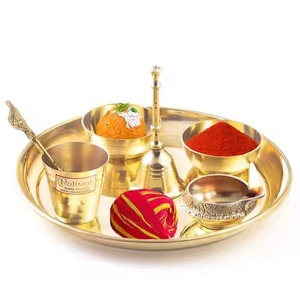 Elegant Brass Pooja Thali <b>Mandir</b> Plate Temple Puja Thali Religious Decor Product - Product Image 1