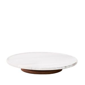 Mármol Lazy Susan con base de madera mesa de comedor para el hogar artículo de decoración elegante mármol redondo Lazy Susan - Product Image 1