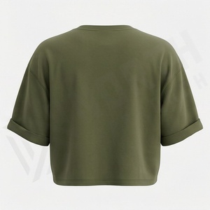 T-shirt court de sport respirant en coton pour femme avec logo personnalisé – Idéal pour l'été, uni, tendance, vêtement de sport et équipement de gym - Product Image 2