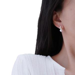 Boucles d'oreilles en argent S925 avec perle d'eau douce, lumière vive, blanc, 8-9 mm, non-cœur, propre et frais, accessoires de mode chics - Product Image 5