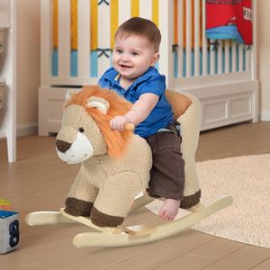 Regalo Perfecto para Niños y Niñas de 18 a 36 Meses, León Balancín de Peluche Marrón con Sonido, Caballo Balancín para Niños Pequeños con Cinturón de Seguridad, Juguete de Montar - Product Image 2