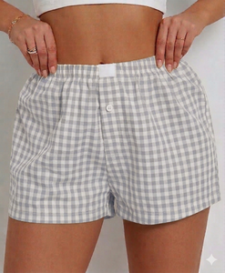 Shorts de bain pour femmes, rouge et blanc, taille haute, fermeture élastique, coupe sportive, séchage rapide, respirant, tissu Oxford en coton - Product Image 2