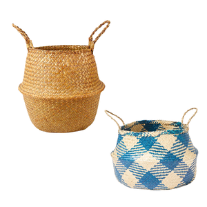 Decorative Handmade Straw <b>Belly</b> <b>Baskets</b> Eco-Friendly Storage <b>Basket</b> for Laundry Toys Handmade Decorative <b>Basket</b> - Product Image 1