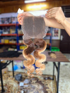 Extensions de cheveux vierges humains vietnamiens non traités, tissage ondulé, fermeture, reflets blond miel, fournisseur de mèches de cheveux vietnamiens - Product Image 6