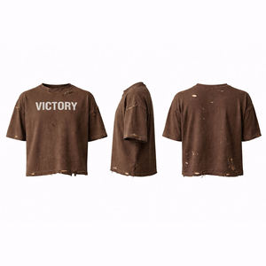 เสื้อยืดโอเวอร์ไซส์ทรงบ็อกซี่ สไตล์วินเทจขาดๆ ซักสีซีด  รุ่นใหม่มาแรง ของแท้จากโรงงาน สำหรับผู้ชาย - Product Image 4