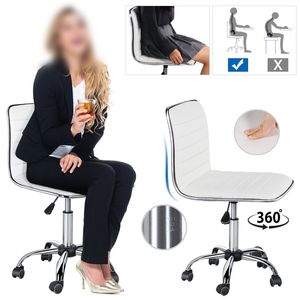 Sedia da Ufficio Girevole Moderna Senza Braccioli in Ecopelle Bianca - Product Image 4