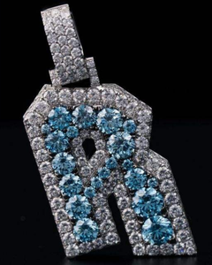 Colgante de Letra Personalizada Iced Out de Plata 925 con Moissanita VVS, Estilo Hip Hop, para Hombre - Product Image 1