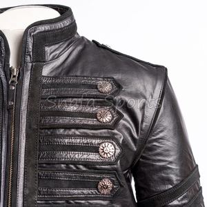 Blouson aviateur tendance pour homme en cuir de mouton véritable, chaud et respirant, style motard, pour l'hiver, en vente - Product Image 3