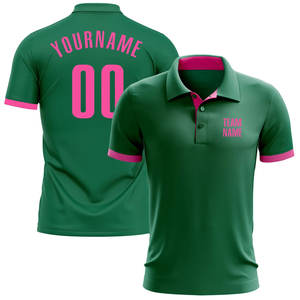 Polo de golf personnalisé vert Kelly et rose, respirant et anti-humidité, idéal pour l'entraînement de golf et les tenues décontractées - Product Image 1