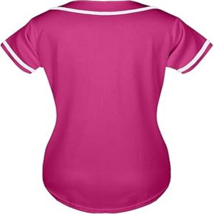 Uniforme de baseball pour femmes, toucher doux, 100% polyester, antibactérien, impression sublimée, col en V, manches courtes, nom d'équipe personnalisé, tout - Product Image 2