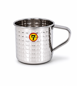 Dheer International Stainless Steel Hammered Mug with Lid <b>Grey</b> Modern Design Travel Ready Gift Box Packaging - Product Image 1