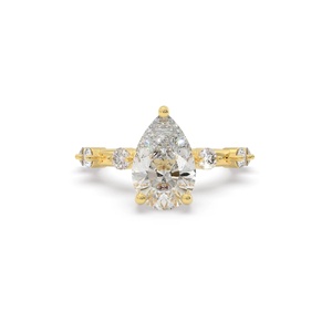Bague de fiançailles classique plaquée or 14 carats avec diamant serti sur griffes pour femme - Product Image 2