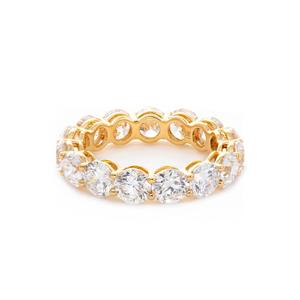 Anillo de Oro Amarillo Sólido de 18K con Diamantes Cultivados en Laboratorio de Corte Redondo de 4.3mm, Anillo de Boda de Lujo con Engaste Completo de Garras Compartidas - Product Image 5