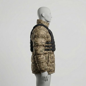 แจ็คเก็ตบอมเบอร์บุใยสังเคราะห์สำหรับผู้ชายแบบขายส่ง สั่งทำได้ คอตั้ง ซิปหน้า สไตล์ทหาร แฟชั่นสตรีทแวร์ สำหรับฤดูใบไม้ร่วง อุ่นสบาย เหมาะกับกิจกรรมกลางแจ้ง พร้อมโลโก้ด้านหน้า - Product Image 3