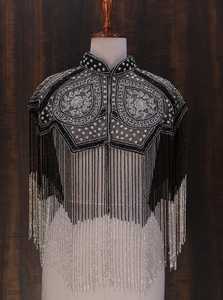 Custom Women's Mini Dress With Sequined Decoration Sparkling V-Neck Long Sleeve Beaded Fringe for Party Wear Fashion <b>Play</b> - Product Image 4