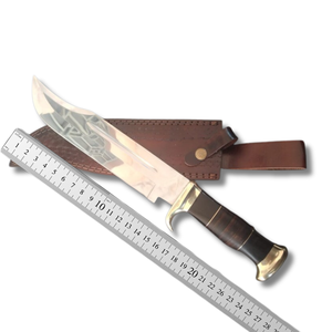 Couteau de chasse Bowie à lame fixe en acier inoxydable de haute qualité A&M Enterprises avec manche en bois Micarta, personnalisable OEM - Product Image 5