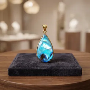 Pendentif en laiton avec labradorite naturelle, bijoux en pierres précieuses faits à la main, vente en gros, pendentif bohème - Product Image 4