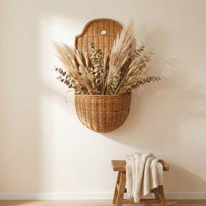 Cesta de almacenamiento de ratán con asa, organizador de mimbre hecho a mano para baño, estilo rústico multiusos - Product Image 4