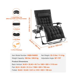 Poltrona Reclinabile Anti-Gravità Regolabile da 33 Pollici, Sedia a Gravità Zero per Interni/Esterni, Arredo da Patio, Marca Cushi - Product Image 4