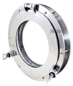 Hublot de bateau circulaire moderne en aluminium nickelé, fait main, à suspendre, en verre, pour décoration murale intérieure - Product Image 1
