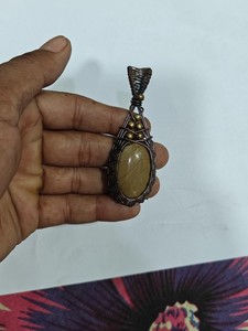 Handmade Copper Wire Wrapped Turquoise Pendant Necklace Boho Style Jewelry Wholesale - Product Image 2