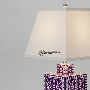 Lanterne de table artisanale carrée en os incrusté, écologique et légère, motif floral, mosaïque de luxe, lampe de chevet traditionnelle - Product Image 5