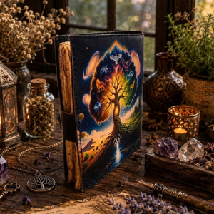 Baum des Lebens Leder-Tagebuch mit Drachen-Mond-Muster, Kosmisches Buch, Schatten-Grimoire, Hexerei-Mondmagie-Zauberbuch - Product Image 5
