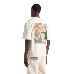 T-shirt décontracté à col rond et manches courtes pour homme, motif floral au dos, petit imprimé sur la poitrine, coupe décontractée, en jersey de coton, vente en gros, personnalisable OEM - Product Image 4