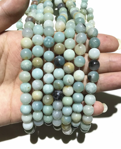 Perles de pierres précieuses naturelles mélangées |   Amazonite, Agate du Botswana, Turquoise africaine 6mm 8mm, Cristal de guérison, Marque FE, Vente en gros pour la bijouterie - Product Image 1
