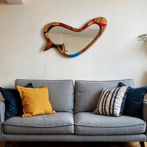 Artisan Blend Resin Inlay Wooden Wall Mirror Premium Decorative Frame for Modern Home Interiors and Hotel Styling - Product Image 2