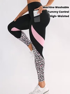 Women's Leopard Print Gym Leggings | Sublimation <b>Animal</b> <b>Pattern</b> Yoga Pants | High-Waisted Polyester Spandex Workout Tights - Product Image 2