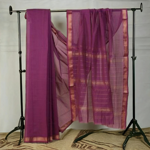 Rassta Jari Studio et Accessoires de Mode Saree 100% Coton Biologique 120g Teint Uni Modèle INF10 - Product Image 4