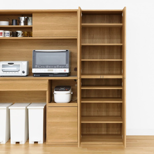 Meuble de rangement moderne en bois brun pour salon ou bureau, 2 compartiments, porte à panneau plat, design minimaliste, avec roulettes - Product Image 2