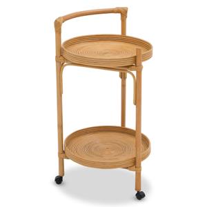 Carrito de bar de caña natural para fiestas, carritos de bebidas de ratán hechos a mano, carrito de servicio. - Product Image 1