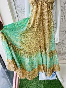 Nuevo Vestido Bohemio de Seda con Estampado Floral de Verano Indio, Largo hasta la Rodilla, Lavable, Cintura Natural, Talla Única, Regalo para Ella - Product Image 4