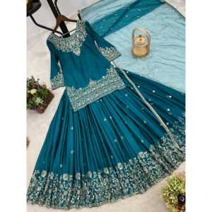 Lehenga y Dupatta de Alta Costura con Bordado y Lentejuelas para Fiestas Nocturnas - Product Image 1