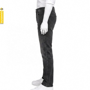 SAMAVIA Men's Solid Straight-Leg Denim <b>Jeans</b> Mid Waist Regular Fit Stonewashed <b>Embroidered</b> Cotton Casual Pants - Product Image 3