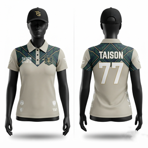 เสื้อดิสก์กอล์ฟผู้หญิง 180 GSM ผ้าโพลีเอสเตอร์อินเตอร์ล็อคคุณภาพพรีเมียม สีเบจเขียว แผงไหล่แบบกำหนดเอง พิมพ์ลายปักแบบซับลิเมชั่น - Product Image 1