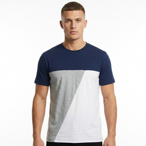 T-shirt streetwear haut de gamme pour homme avec empiècements, coutures personnalisées, tissu haute densité, vêtements de marque privée, usine de confection - Product Image 2