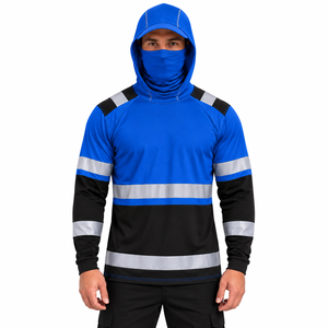 Sudadera con Capucha Reflectante de Manga Larga para Hombre, para Pesca al Aire Libre, Azul y Negro, Protección Solar UPF 50, con Cubre Rostro - Product Image 5